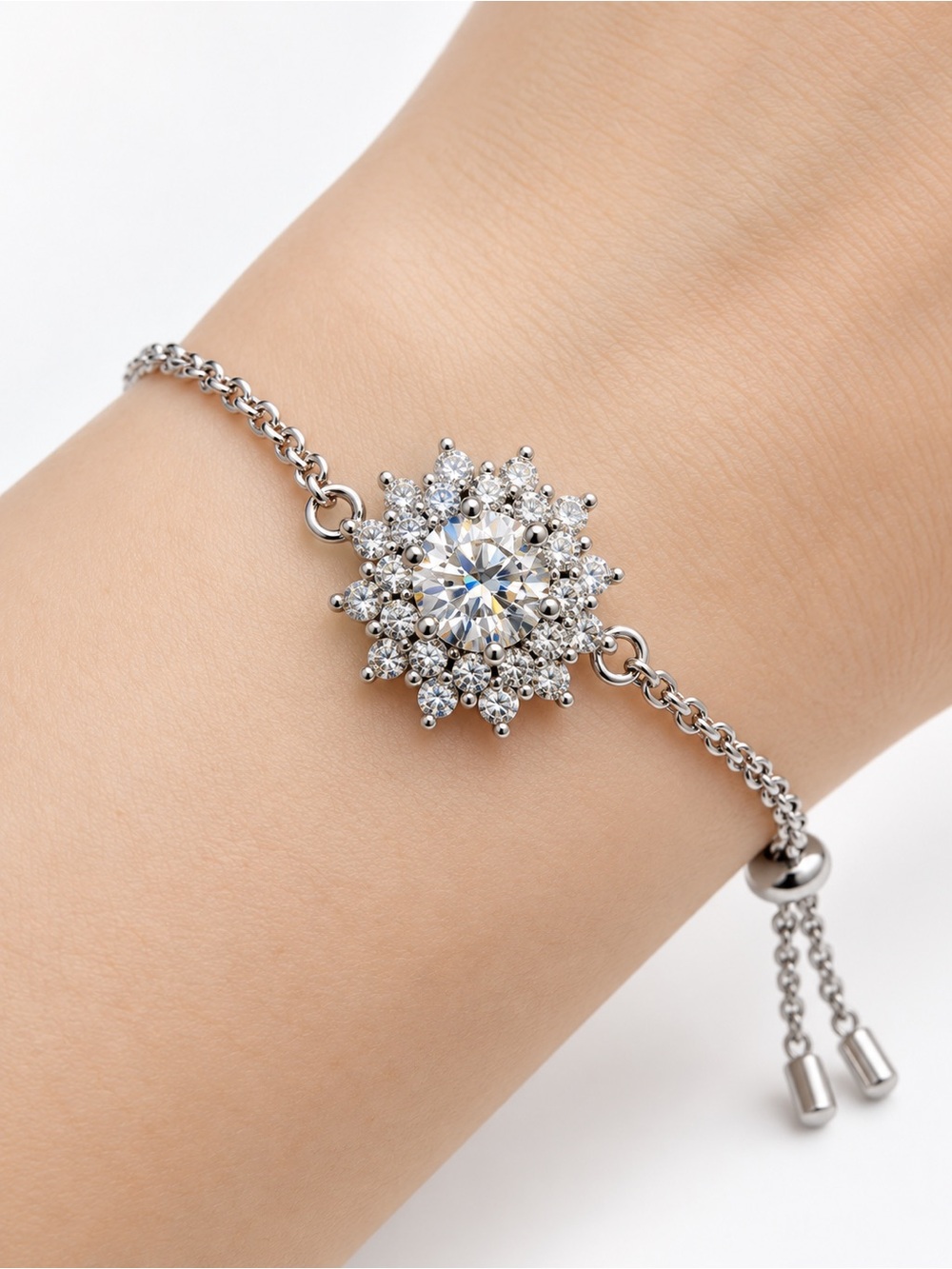 Sterling Silver 925 Moissanite CTTW .5CT Adjustable Women’s Bracelet NWT